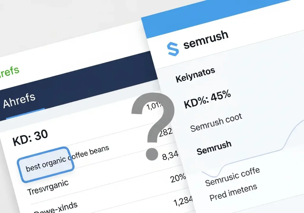 مقایسه عدد سختی کلمه کلیدی (KD) در Ahrefs و Semrush