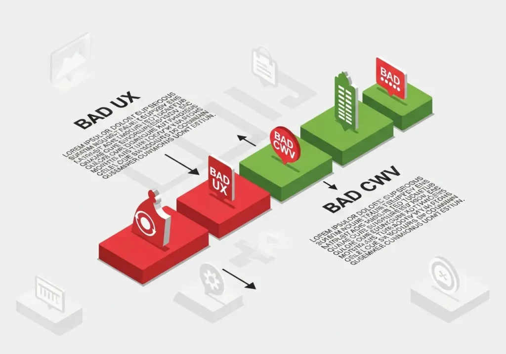اینفوگرافیک تاثیر طراحی UX بد بر افزایش CLS و INP