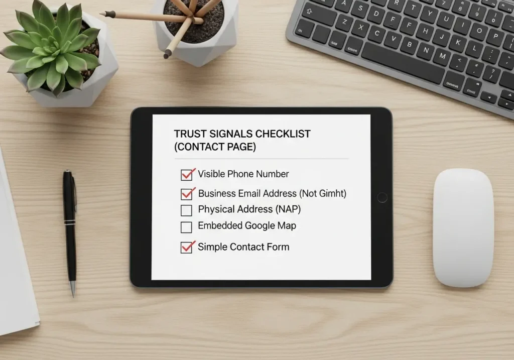 بهبود صفحه «درباره ما» و «تماس با ما» برای جلب اعتماد (Trustworthiness) 3 چک لیست سیگنال های اعتماد برای صفحه تماس با ما (NAP, Map)