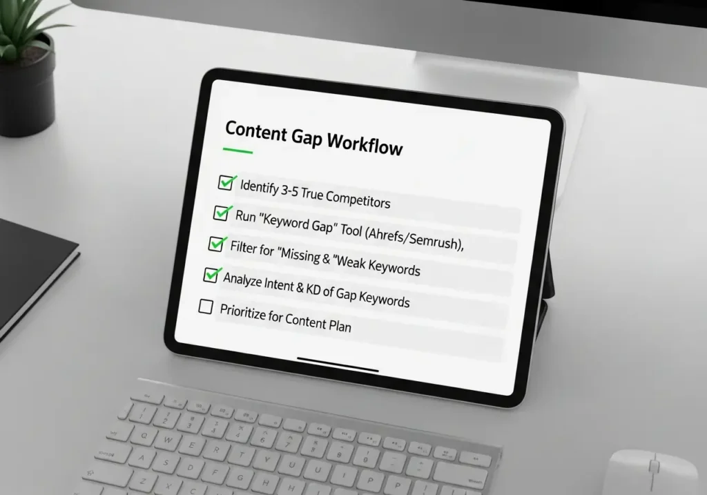 چک لیست فرآیند گام به گام تحلیل شکاف محتوایی (Content Gap Analysis)