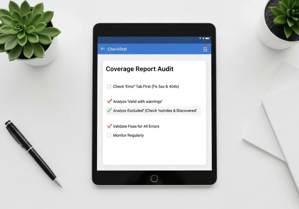 چک لیست گام به گام حسابرسی گزارش Coverage سرچ کنسول