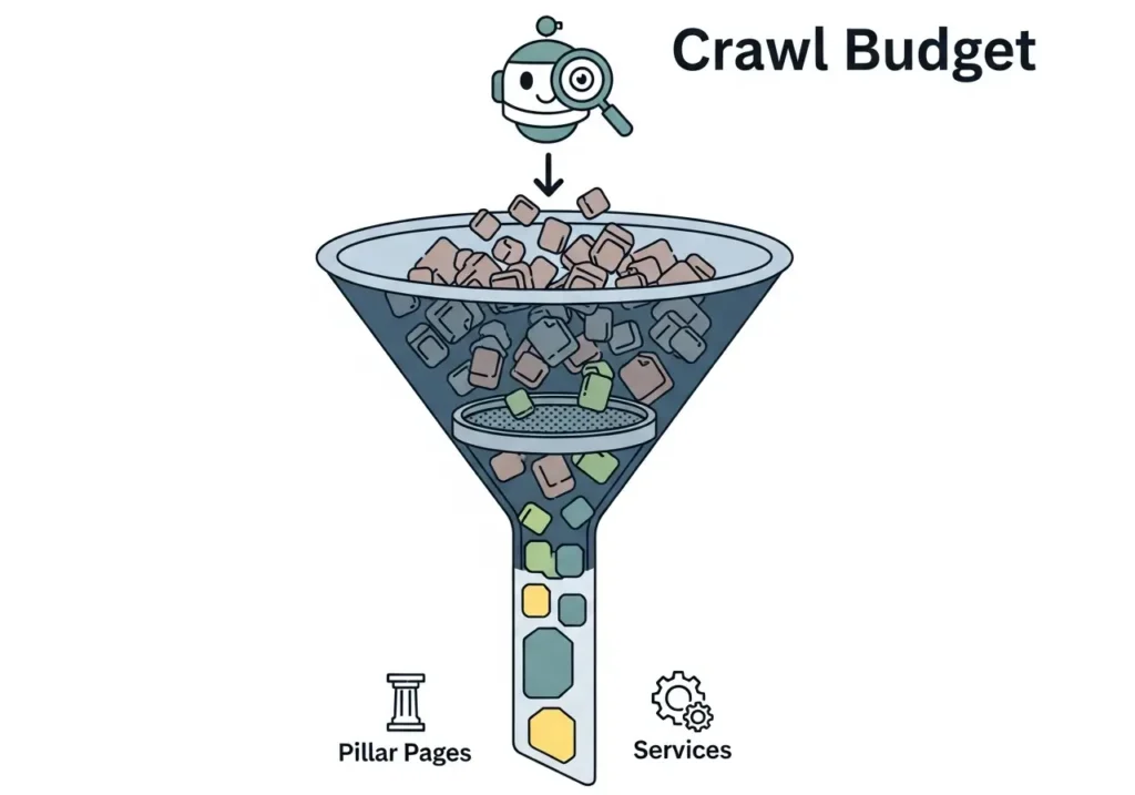 اینفوگرافیک قیف بودجه خزش و تمرکز بر صفحات مهم