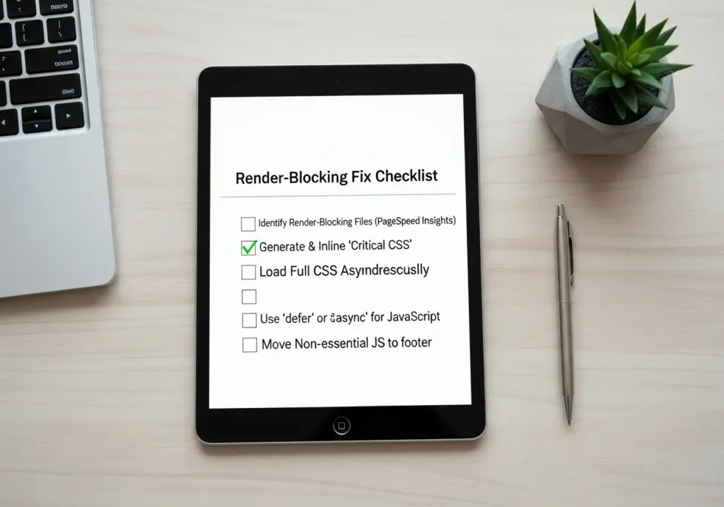 چک لیست فرآیند گام به گام بهینه سازی Critical CSS