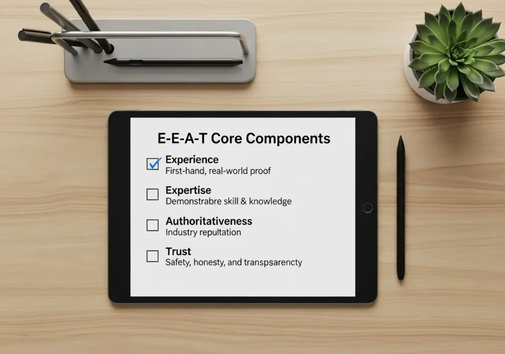 E-E-A-T در سئو چیست؟ (راهنمای جامع Experience, Expertise, Authority, Trust) 3 چک لیست چهار مولفه اصلی E-E-A-T (تجربه، تخصص، اعتبار، اعتماد)