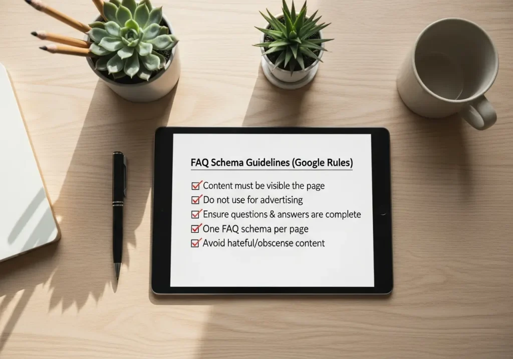 چک لیست قوانین گوگل برای پیاده سازی اسکیما FAQ