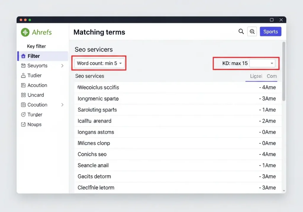 نحوه پیدا کردن کلمات کلیدی طولانی در Ahrefs با فیلتر