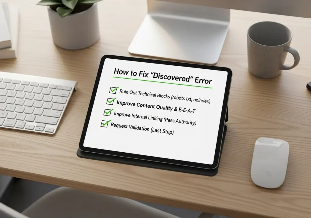 چک لیست گام به گام رفع خطای Discovered - currently not indexed