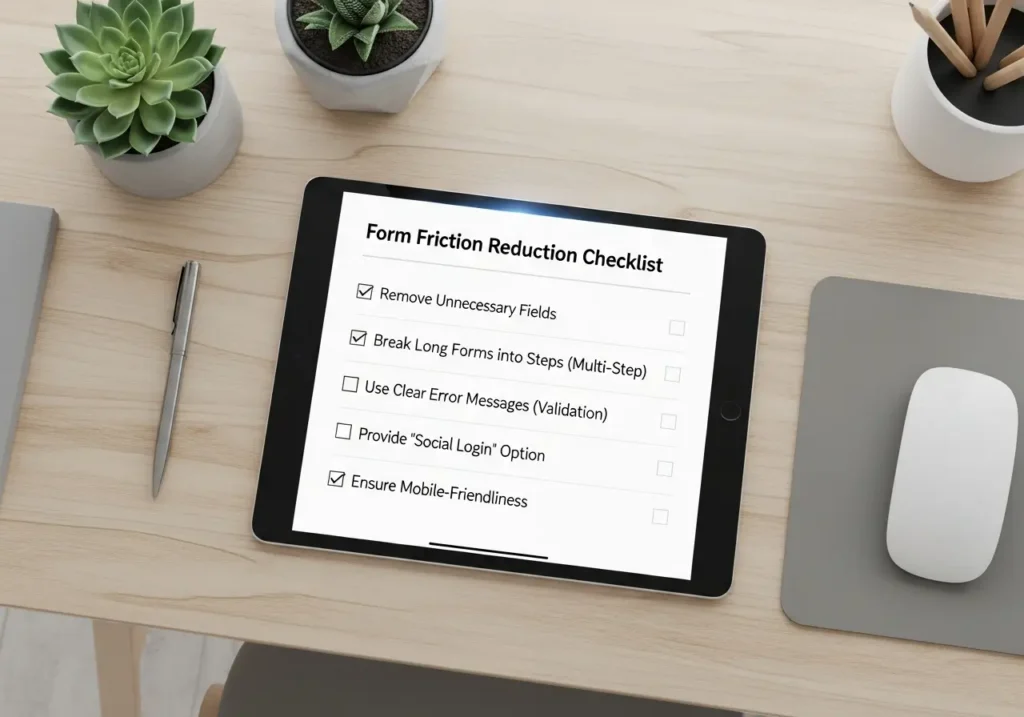 چک لیست کاهش اصطکاک (Friction) در طراحی فرم‌های آنلاین