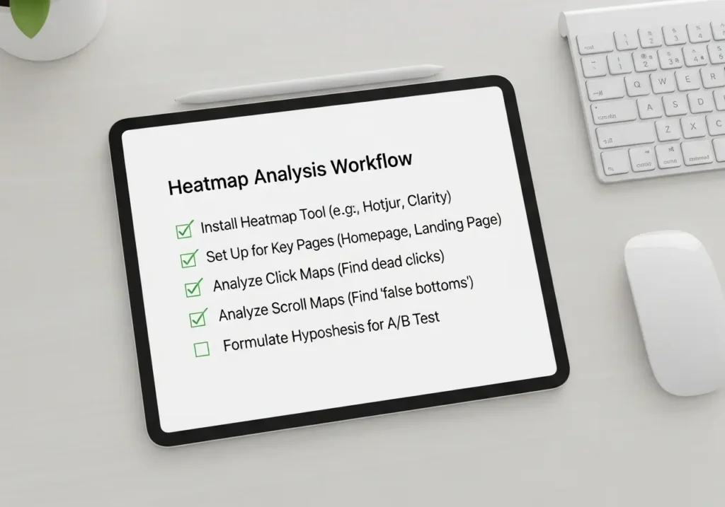 چک لیست ورک‌فلو گام به گام تحلیل Heatmap