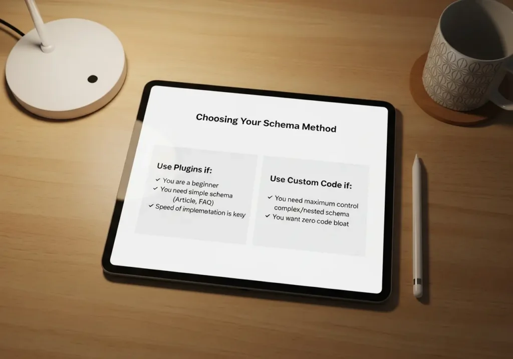 چک لیست انتخاب روش پیاده سازی اسکیما (افزونه یا کد سفارشی)
