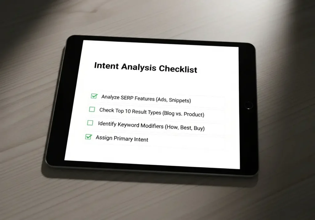 چک لیست گام به گام تحلیل و شناسایی قصد کاربر