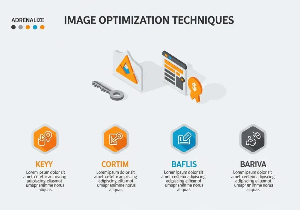 چگونه تصاویر وبسایت را برای CWV بهینه کنیم؟ (WebP و Lazy Load حرفهای) 2 اینفوگرافیک تکنیک های بهینه سازی تصویر (فرمت WebP، فشرده سازی، Lazy Load)
