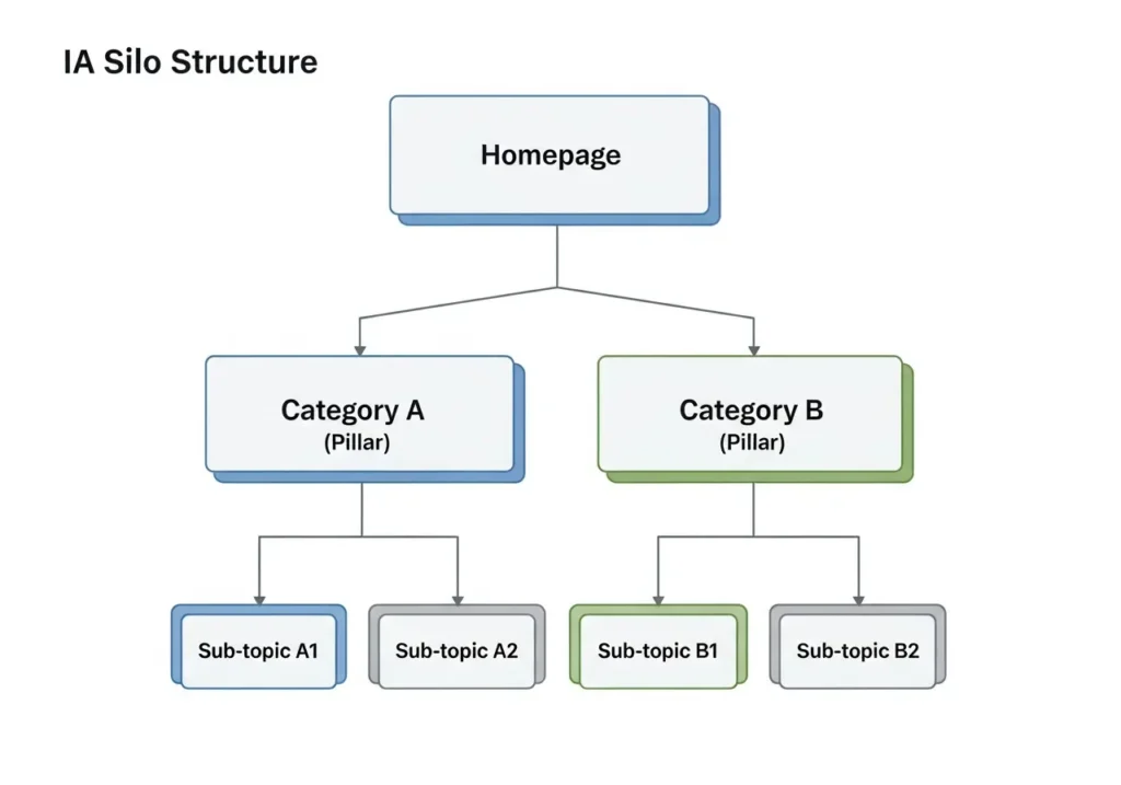 اینفوگرافیک ساختار سیلو (Silo Structure) در معماری اطلاعات سایت