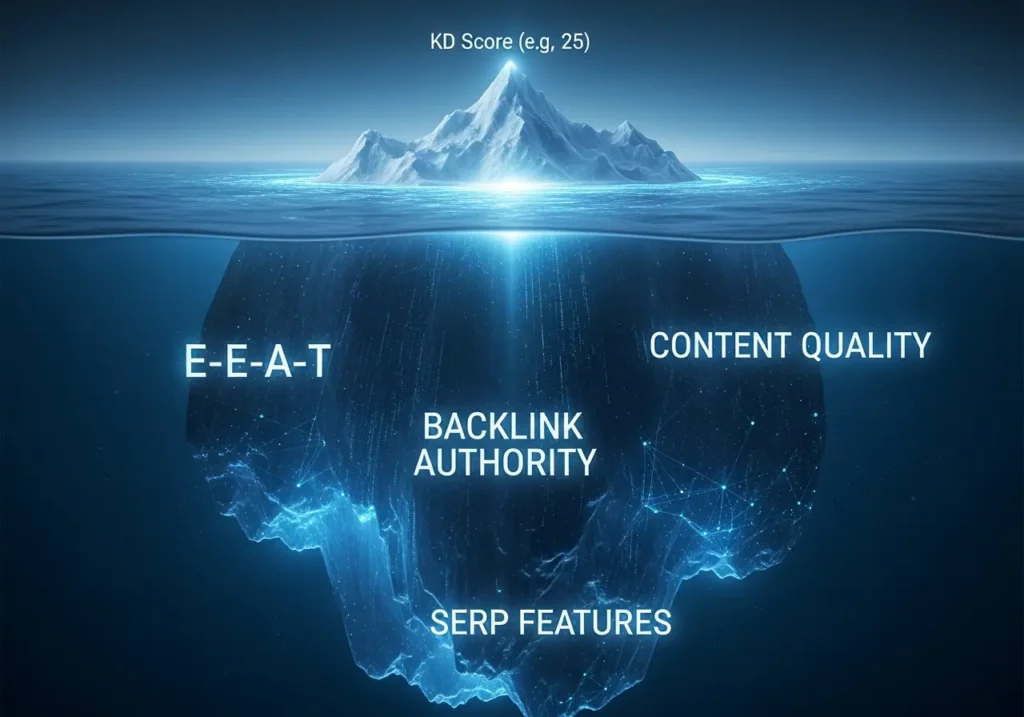 تحلیل سختی کلمه کلیدی (KD) - مفهوم کوه یخ (عوامل پنهان)