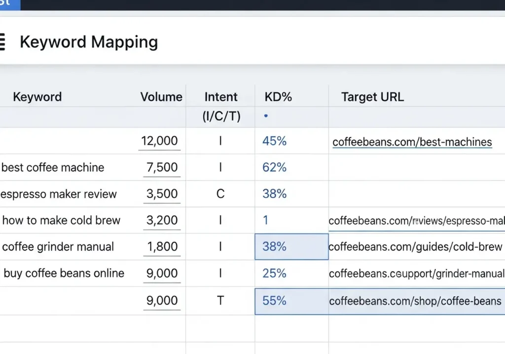 نمونه فایل اکسل کیورد مپینگ (نگاشت کلمه کلیدی به URL)