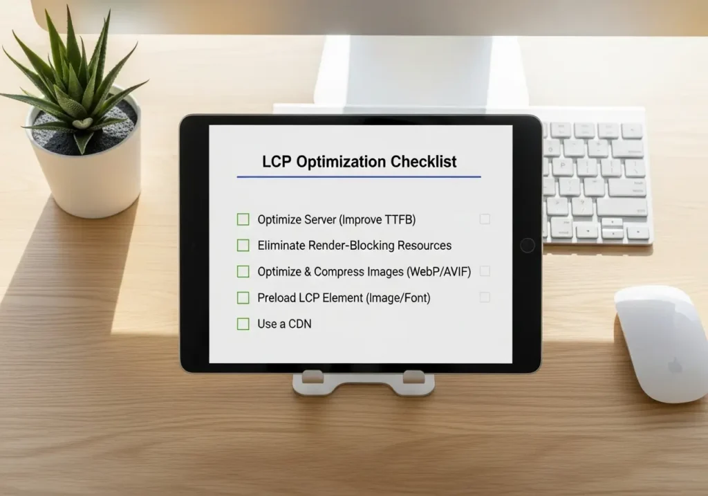 چک لیست گام به گام بهینه سازی LCP (کاهش زمان LCP)