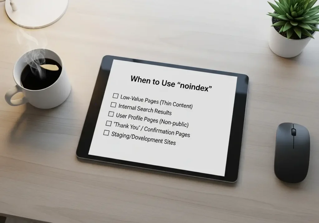 چگونگی استفاده استراتژیک از تگ noindex برای مدیریت ایندکس سایت 3 چک لیست موارد استفاده استراتژیک از تگ noindex