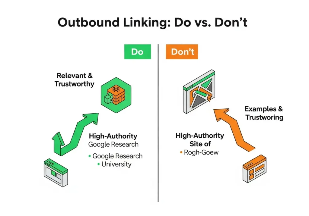 اینفوگرافیک روش درست و اشتباه در استراتژی لینک سازی خارجی (لینک به اسپم در مقابل لینک به منبع معتبر)