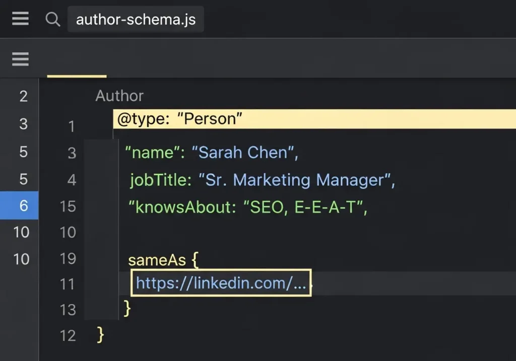 نمونه کد JSON-LD اسکیما Person برای صفحه نویسنده (تقویت E-E-A-T)