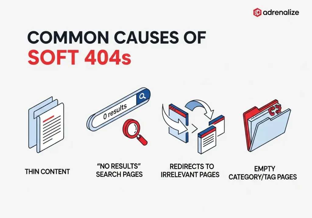 رفع خطای Soft 404 چیست و چگونه آن را در سرچ کنسول برطرف کنیم؟ 2 اینفوگرافیک دلایل اصلی خطای Soft 404 (مانند Thin Content)