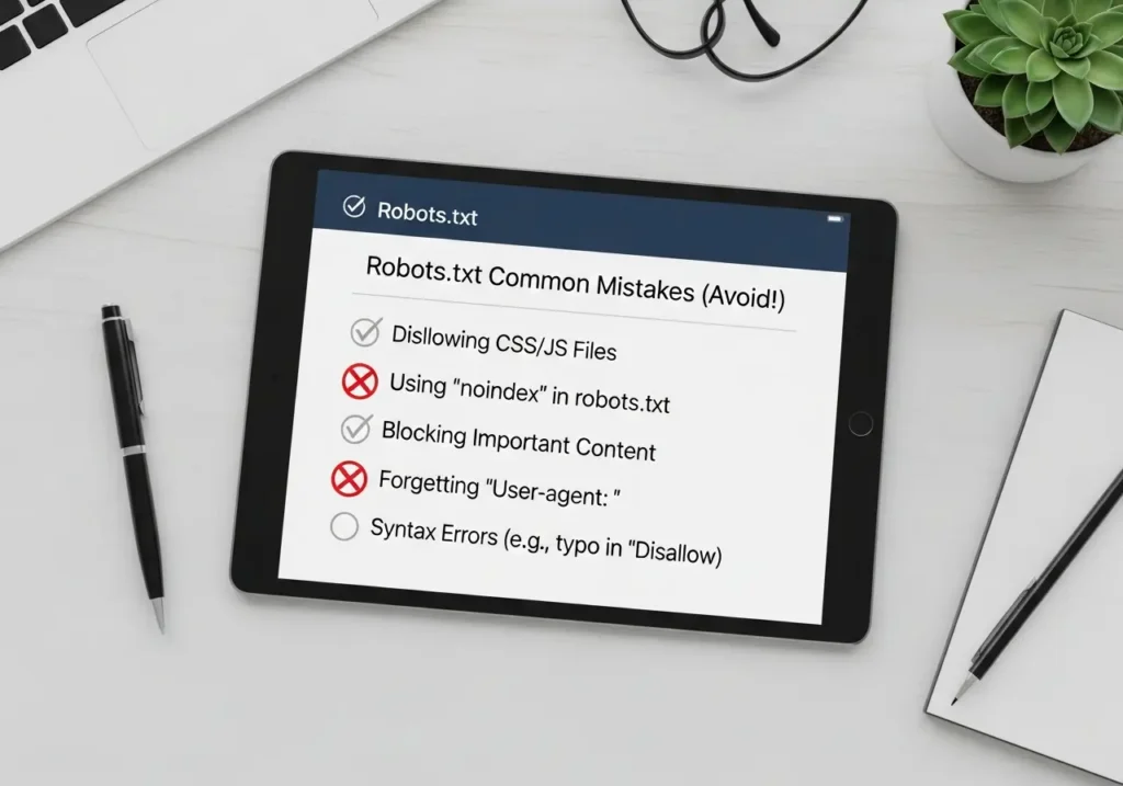 چک لیست اشتباهات رایج در بهینه سازی robots.txt