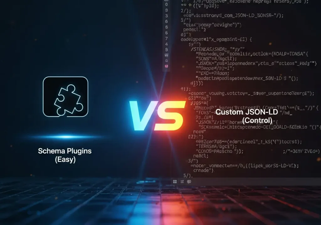 مقایسه اسکیما با افزونه در مقابل کدنویسی سفارشی JSON-LD