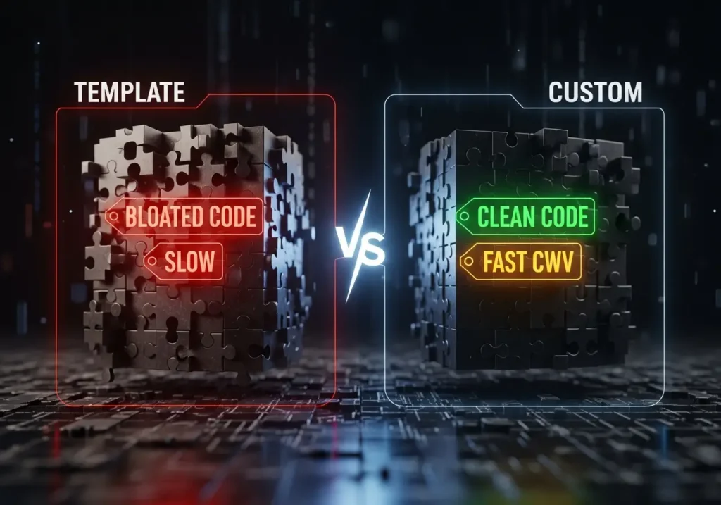 تفاوت قالب آماده و اختصاصی وردپرس (مقایسه فنی سرعت و سئو) | آدرینالیز