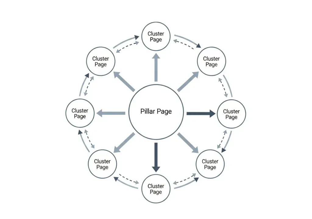 اینفوگرافیک معماری ستون و خوشه برای ساخت اعتبار موضوعی