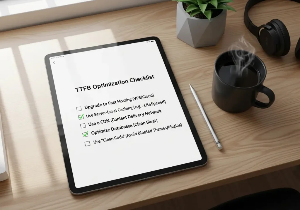 چک لیست گام به گام بهینه سازی TTFB وردپرس