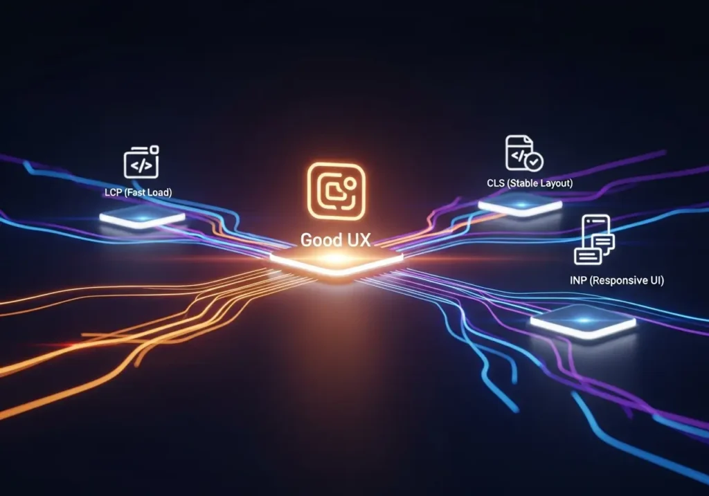 مفهوم طراحی UX برای Core Web Vitals (ارتباط UX با LCP, CLS, INP)