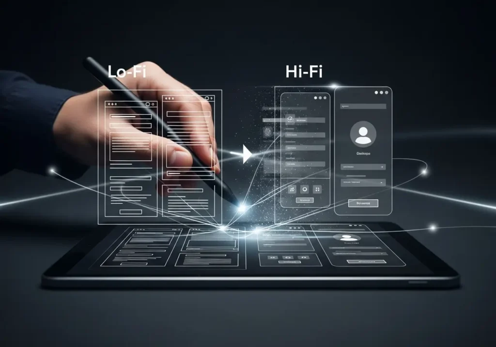 مفهوم فرآیند طراحی وایرفریم (Wireframe) از Lo-Fi تا Hi-Fi