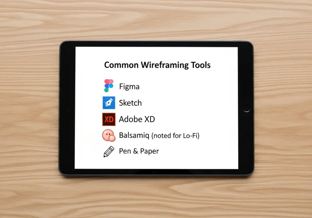 چک لیست ابزارهای طراحی وایرفریم (مانند Figma و Sketch)